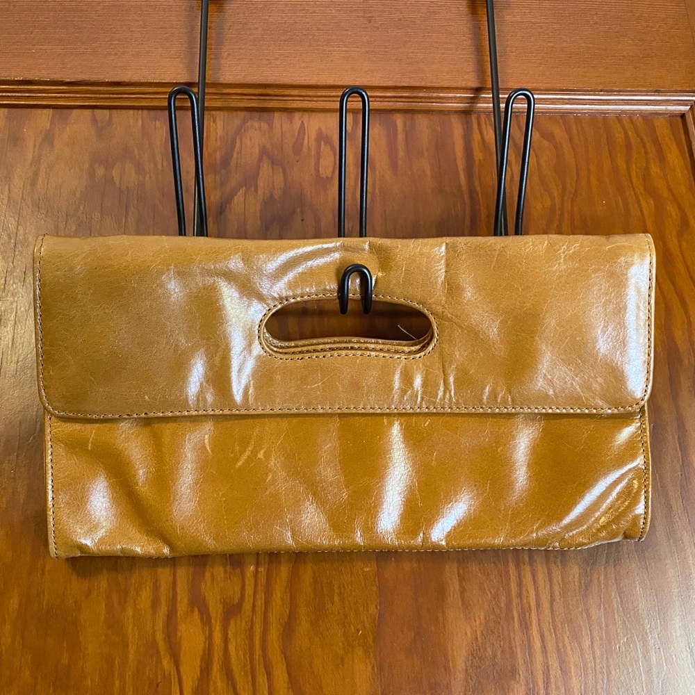 HOBO light brown leather clutch!